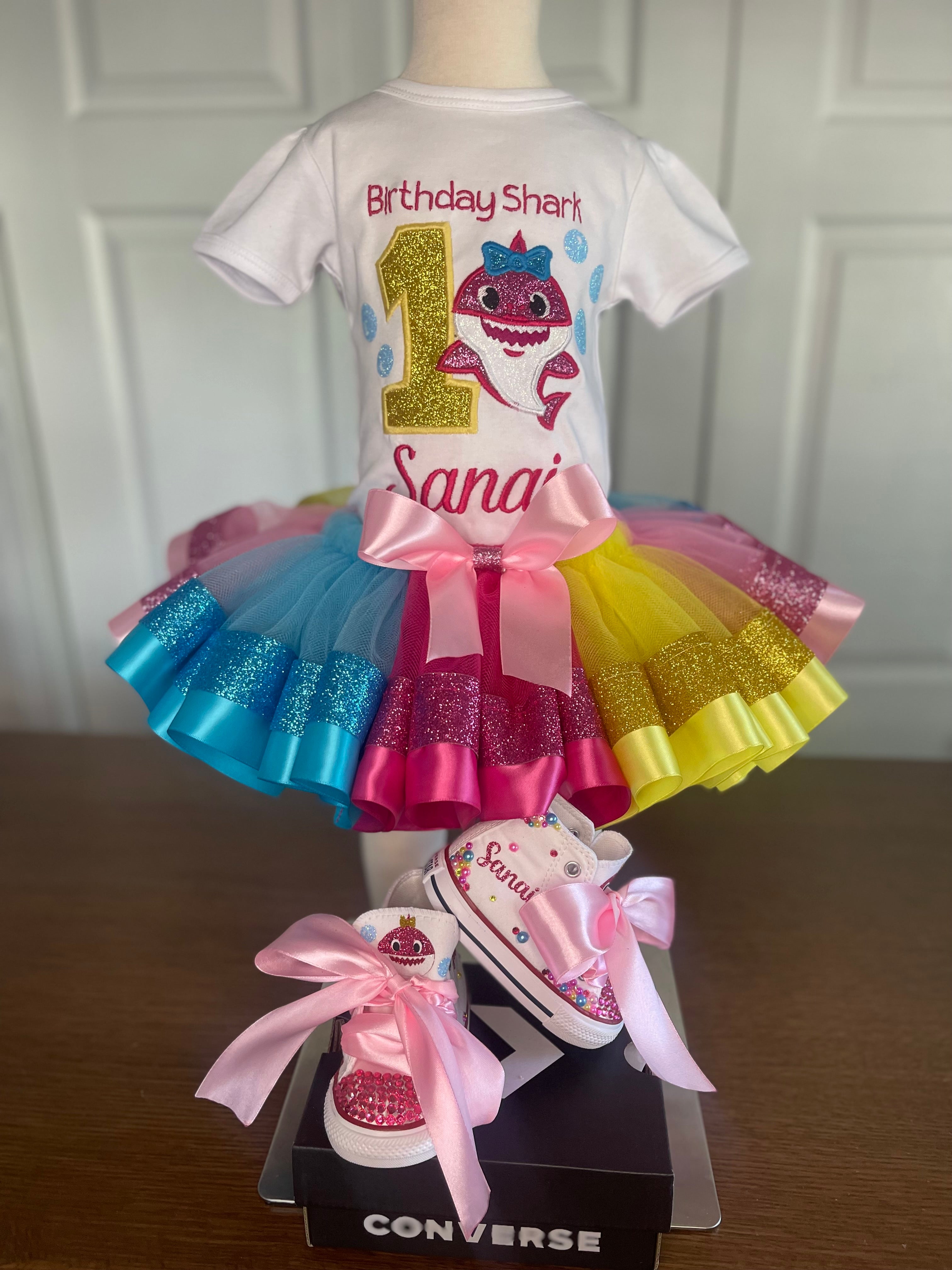 Birthday Shark Tutu Set 0-3 months