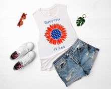 Load image into Gallery viewer, Red white & Blue Sunflower Tee