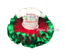Load image into Gallery viewer, Sparkly Bows and Mistletoe Ribbon Tutu Set