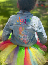 Load image into Gallery viewer, Personalized Rainbow Color Splash Jean Jacket