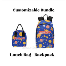 Load image into Gallery viewer, Personalized Blue Galaxy Backpack & Lunch Bag Bundle