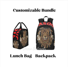 Load image into Gallery viewer, Personalized Rasta Lion Backpack & Lunch Bag Bundle |