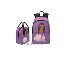 Load image into Gallery viewer, Personalized Purple Mermaid Backpack & Lunch Bag Bundle
