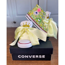 Load image into Gallery viewer, Princess & the Frog Converse | Bling Shoes | Frog Princess | Rhinestone | Birthday Theme | Personalized | Bedazzled Shoes | Kids Shoes