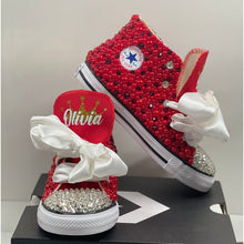 Load image into Gallery viewer, Classic Red Themed Converse Shoes - Sincere Sentiments