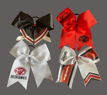 Load image into Gallery viewer, Cheer Bow White Liberty Redhawk
