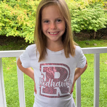 Load image into Gallery viewer, Varsity Letter Redhawk  Spangle Tee
