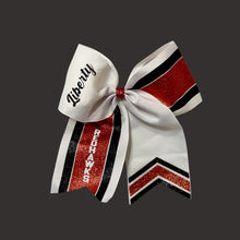 Load image into Gallery viewer, Cheer Bow White Liberty Redhawk
