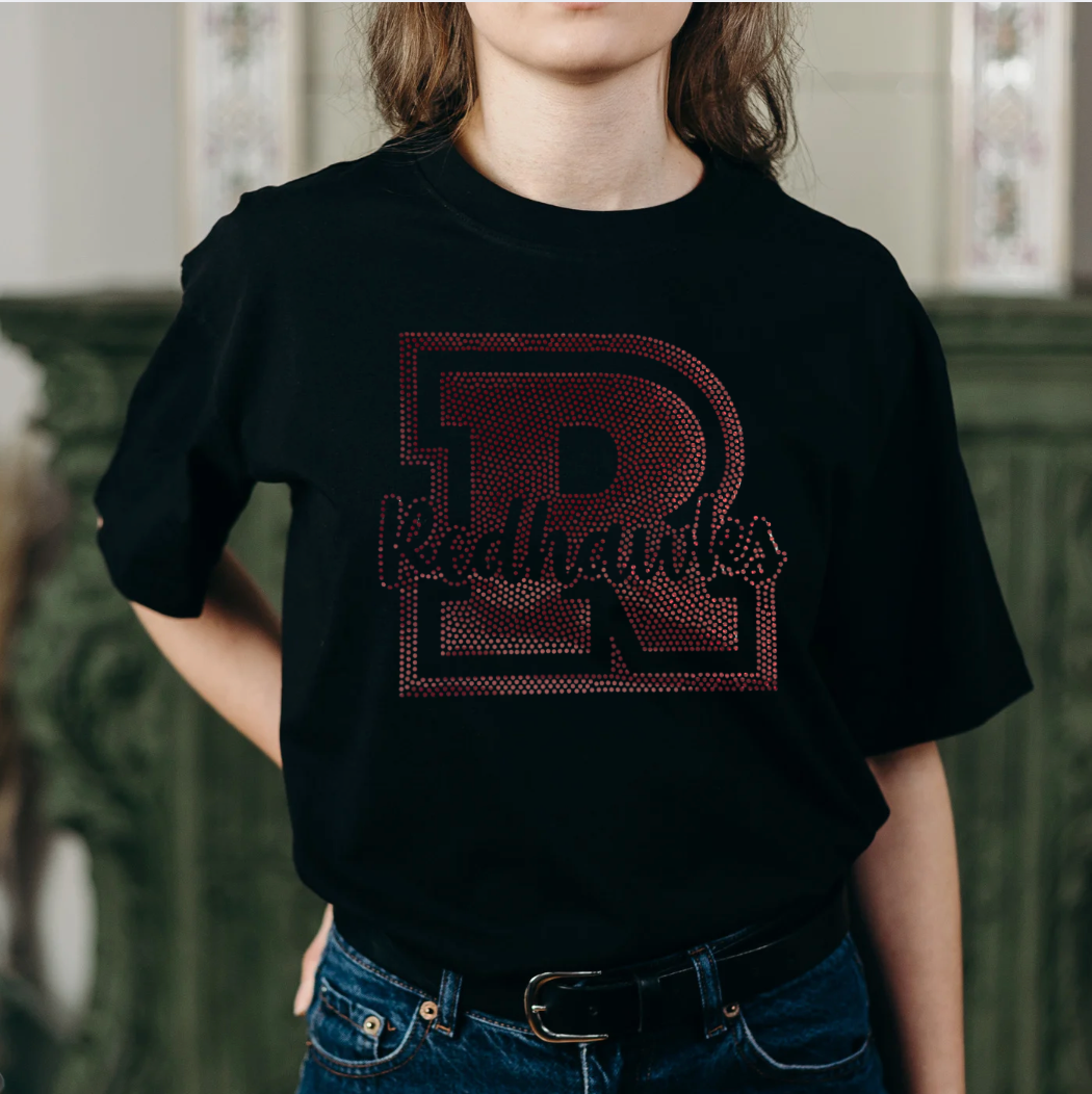 Varsity Letter Redhawk  Spangle Tee
