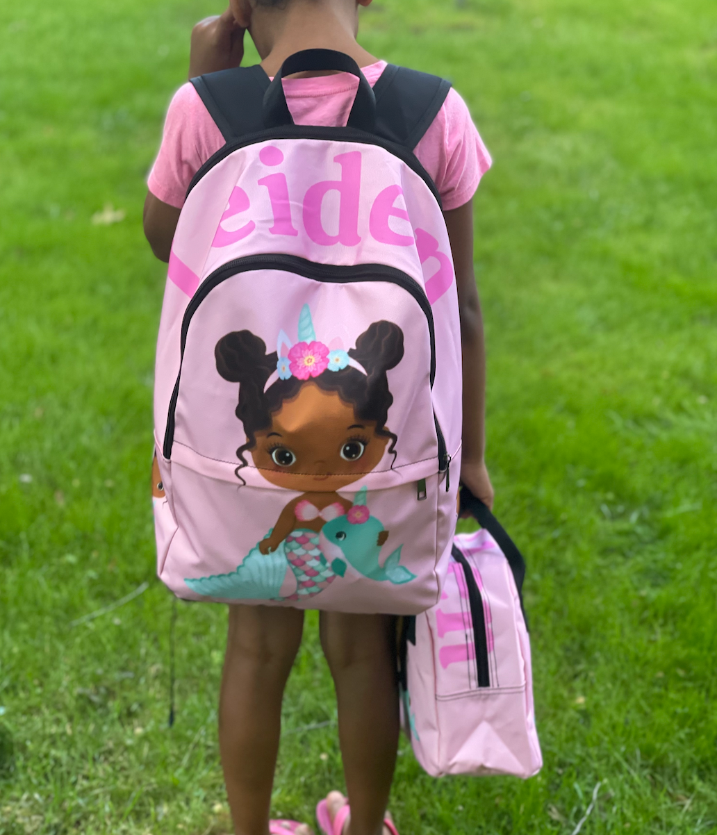 Pink mermaid backpack sales