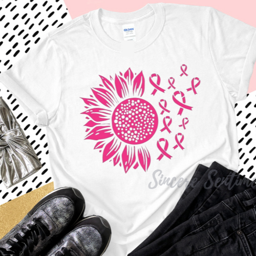 Sunflower Breast Cancer Ribbon Tee - Sincere Sentiments