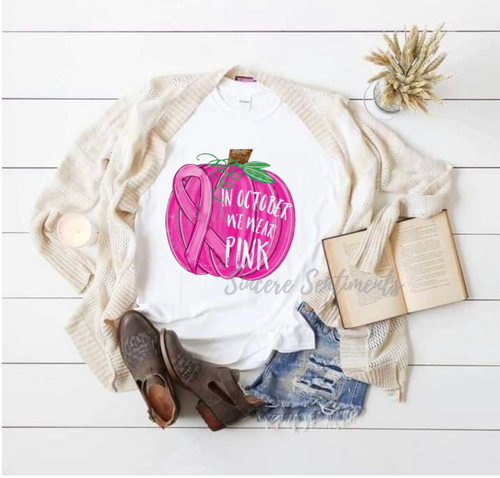 Pink Breast Cancer Pumpkin Tee - Sincere Sentiments