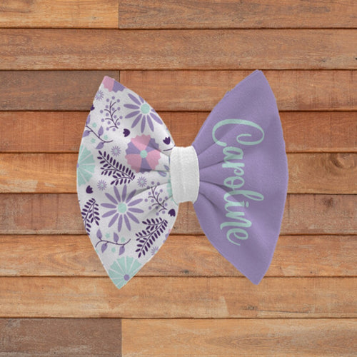 Custom Purple Flower Name Bow - Sincere Sentiments